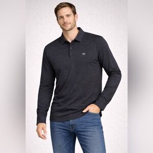 Travis Mathew XL Polo Shirt Black Long Sleeve Stretch Cotton Blend Men